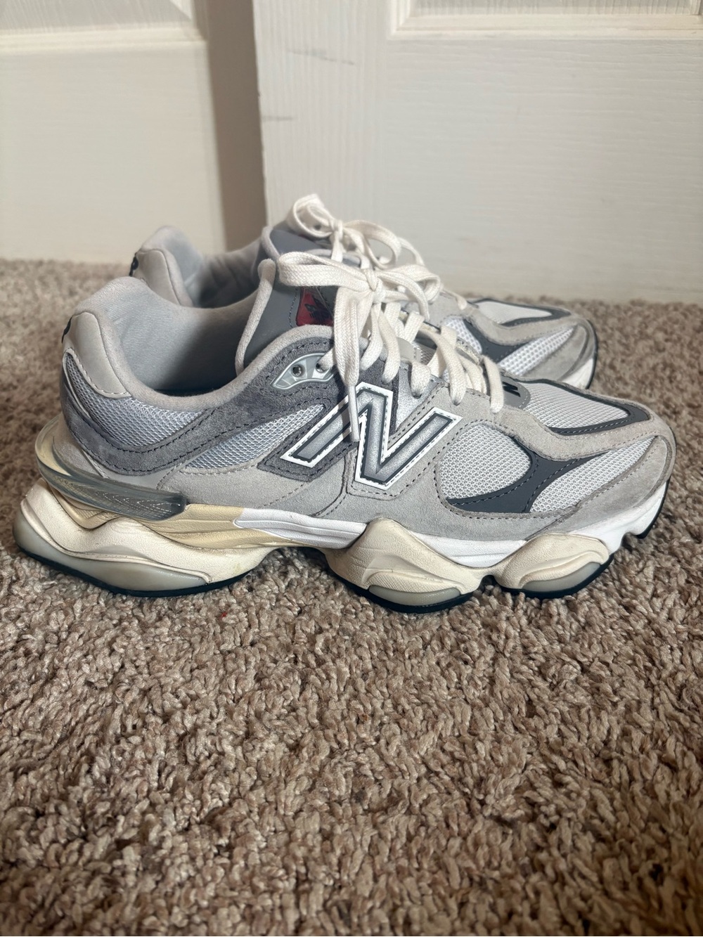 New Balance 9060 Sneakers Light Gray and Suede - Picture 4 of 8